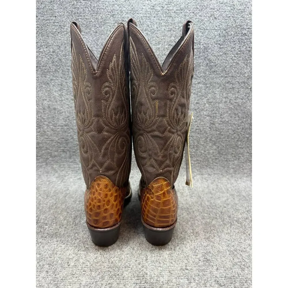 ACME Men Western Cowboy Boots Croc Embossed Leather US 8.5 D